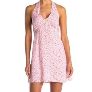 NWT Abound /Nordstrom Pink Floral Halter Mini Dress Size XS